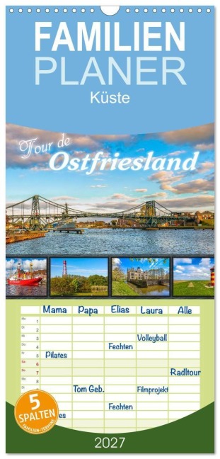 Familienplaner 2027 - Tour de Ostfriesland mit 5 Spalten (Wandkalender, 21 x 45 cm) CALVENDO - Andrea Dreegmeyer