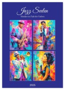 Cover-Bild zum Titel 'Jazz Seelen. Musiker im Takt der Farben (Wandkalender 2026 DIN A2 hoch), CALVENDO Monatskalender' von 'Rose Hurley'
