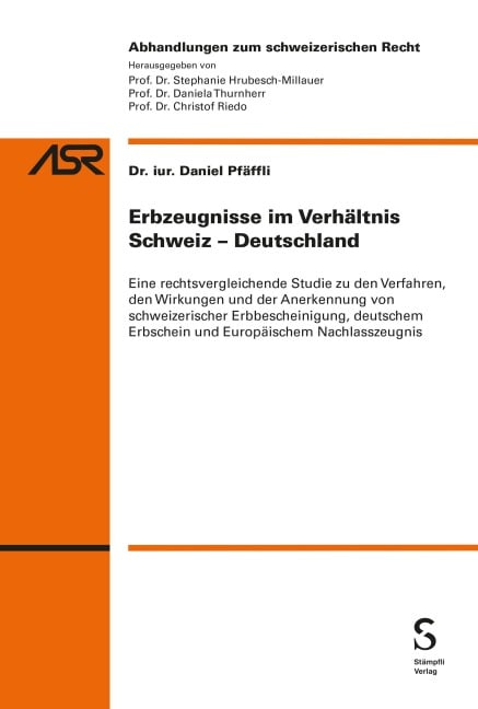 Erbzeugnisse im Verhältnis Schweiz-Deutschland - Daniel Pfäffli