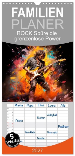Familienplaner 2027 - ROCK Spüre die grenzenlose Power mit 5 Spalten (Wandkalender, 21 x 45 cm) CALVENDO - Melanie Viola
