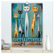 Buntes Katzenvolk (hochwertiger Premium Wandkalender 2026 DIN A2 hoch), Kunstdruck in Hochglanz - Renate Utz