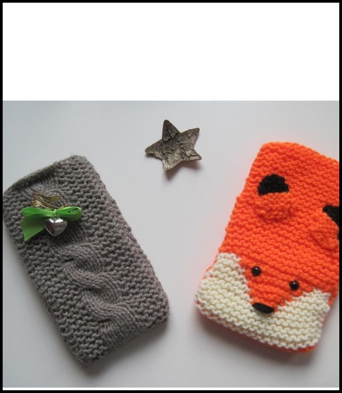 Strickanleitungen Handytaschen mit Zopf und Fuchs - Kerstin Münchehofe