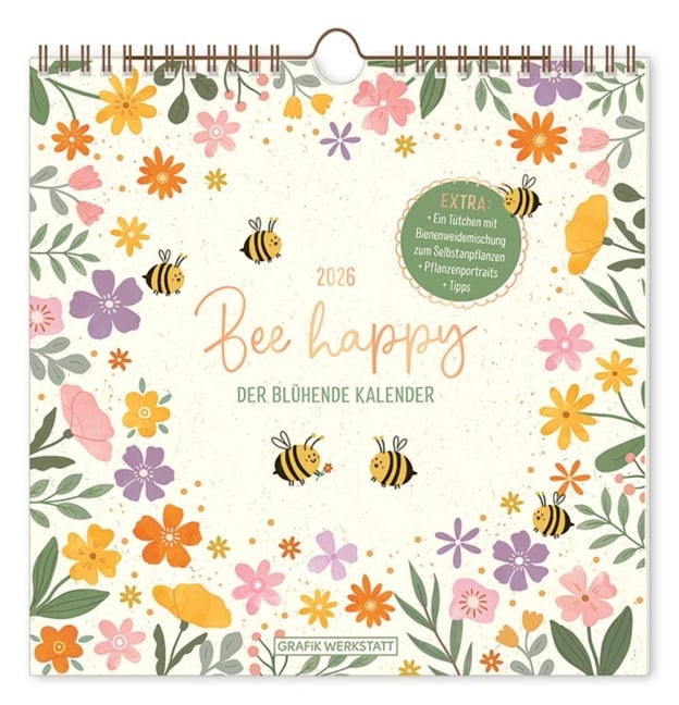 Wandkalender quadratisch 2026 Bee happy - 