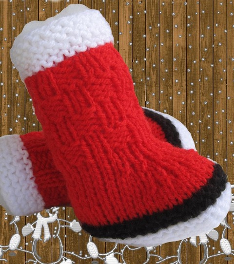 Strickanleitung Baby Weihnachtsstiefelchen, tragbar von 0-6 Monate - Kerstin Münchehofe