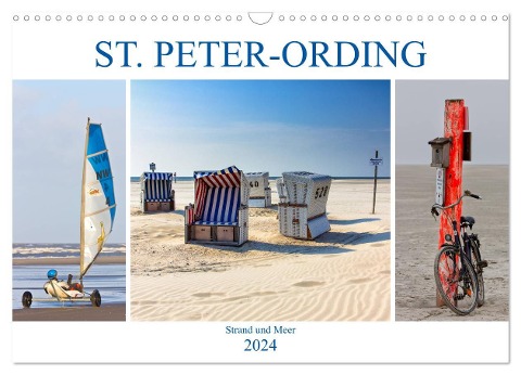 ST. PETER ORDING Strand und Meer (Wandkalender 2024 DIN A3 quer), CALVENDO Monatskalender - Manuela Falke