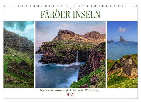 Färöer Inseln - Wo Schafe tanzen und die Natur im Winde fliegt (Wandkalender 2024 DIN A4 quer), CALVENDO Monatskalender - Joana Kruse