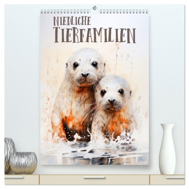 Niedliche Tierfamilien (hochwertiger Premium Wandkalender 2026 DIN A2 hoch), Kunstdruck in Hochglanz - Melanie Viola