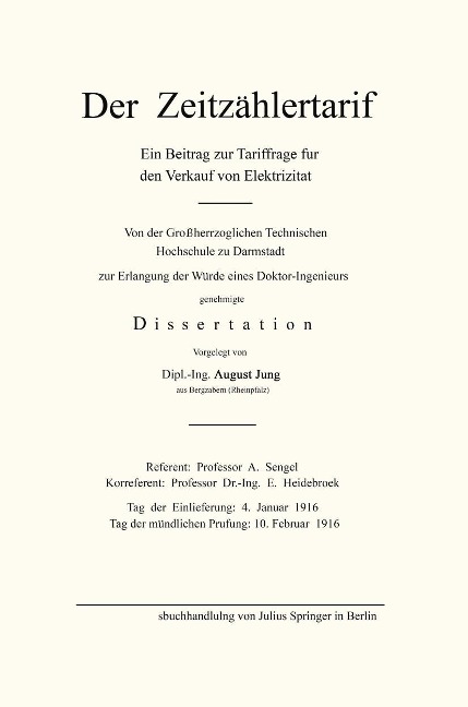 Der Zeitzählertarif - August Jung