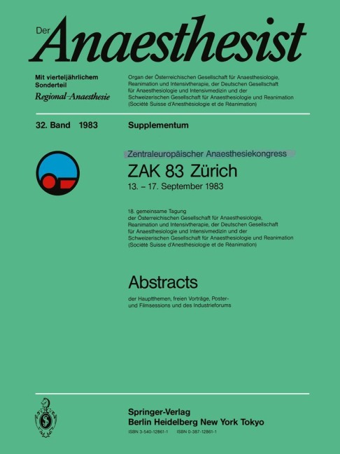 Zentraleuropôischer Anaesthesiekongress ZAK 83 Zürich - 