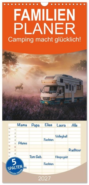 Familienplaner 2027 - Camping macht glücklich! mit 5 Spalten (Wandkalender, 21 x 45 cm) CALVENDO - Simone Wunderlich