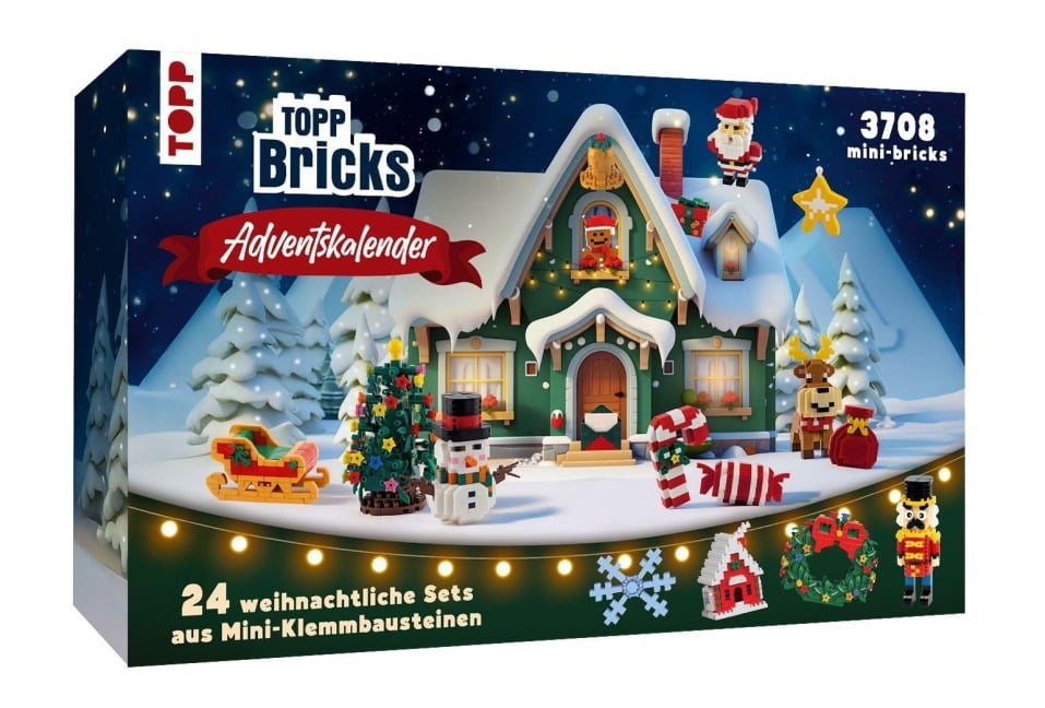 TOPP Bricks Adventskalender - 24 weihnachtliche Sets aus Mini-Klemmbausteinen - 