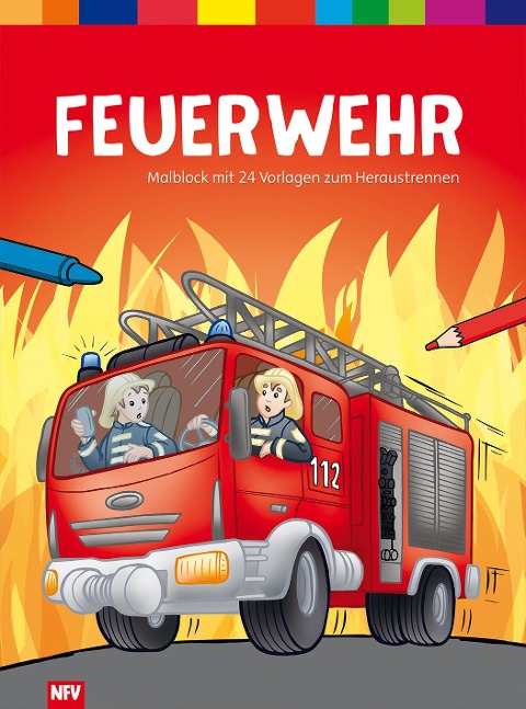 Feuerwehr - Malblock mit 24 Vorlagen zum Heraustrennen - 