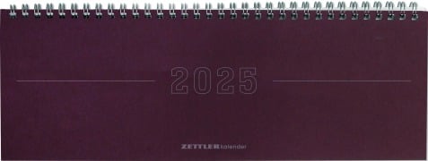 Tisch-Querkalender Papyrus Rot 2025 - Büro-Planer 29,7x10,5 cm - Tisch-Kalender - 1 Woche 2 Seiten - Ringbindung - Zettler - 