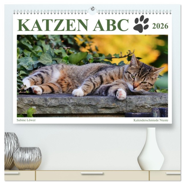 Katzen ABC (hochwertiger Premium Wandkalender 2026 DIN A2 quer), Kunstdruck in Hochglanz - Sabine Löwer