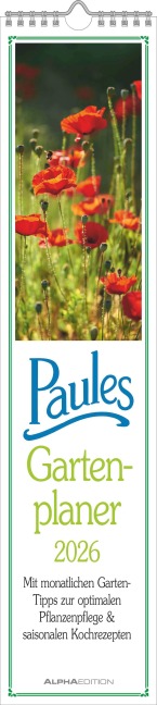 Paules Gartenplaner 2026 - Streifenplaner - Wandplaner - Küchen-Kalender - 11,3x49,5 - 