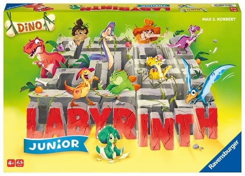Ravensburger® 20980 - Dino Junior Labyrinth - Familienklassiker für die Kleinen, Spiel für Kinder ab 4 Jahren - Gesellschaftspiel geeignet für 2-4 Spieler, Junior-Ausgabe mit Dinosaurier-Thema - Max Kobbert