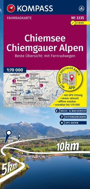 KOMPASS Fahrradkarte 3335 Chiemsee, Chiemgauer Alpen, Inn-Salzach-Region 1:70.000 - 