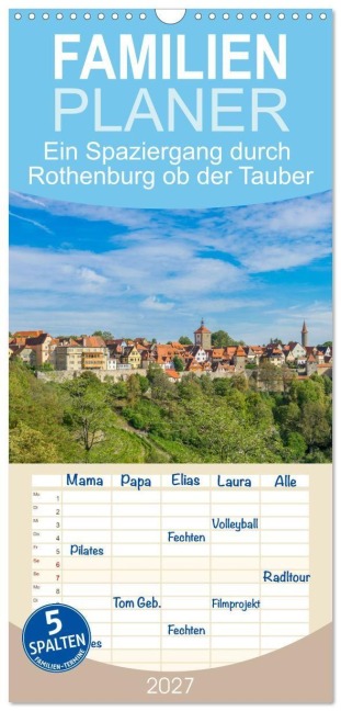 Familienplaner 2027 - Ein Spaziergang durch Rothenburg ob der Tauber mit 5 Spalten (Wandkalender, 21 x 45 cm) CALVENDO - Tina Rabus