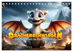 Cover-Bild zum Titel 'Drachenschwingen: Jahreszeiten im Drachenland (Tischkalender 2026 DIN A5 quer), CALVENDO Monatskalender' von 'Artefacti Artefacti'