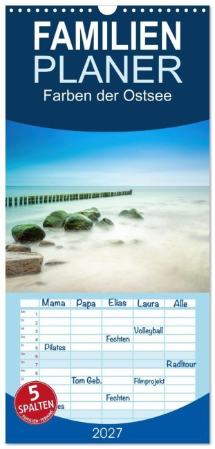 Familienplaner 2027 - Farben der Ostsee mit 5 Spalten (Wandkalender, 21 x 45 cm) CALVENDO - Margret Rath Photography
