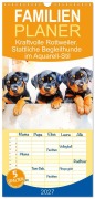 Cover-Bild zum Titel 'Familienplaner 2027 - Kraftvolle Rottweiler. Stattliche Begleithunde im Aquarell-Stil mit 5 Spalten (Wandkalender, 21 x 45 cm) CALVENDO' von 'Rose Hurley'