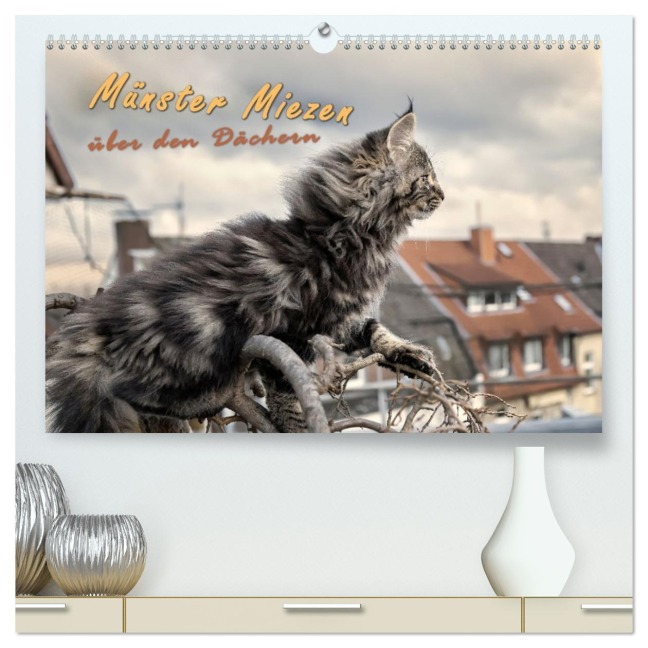 Münster Miezen - über den Dächern (hochwertiger Premium Wandkalender 2026 DIN A2 quer), Kunstdruck in Hochglanz - Viktor Gross