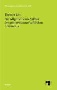 Cover-Bild zum Titel 'Das Allgemeine im Aufbau der geisteswissenschaftlichen Erkenntnis' von 'Theodor Litt'