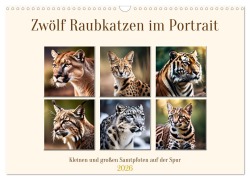 Cover-Bild zum Titel 'Zwölf Raubkatzen im Portrait (Wandkalender 2026 DIN A3 quer), CALVENDO Monatskalender' von 'Claudia Kleemann'