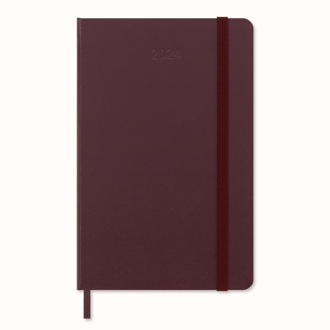 Moleskine 12 Monate Wochen Notizkalender 2024, Pocket/A6, 1 Wo = 1 Seite, Rechts Linierte Seite, Fester Einband, Burgundrot - 
