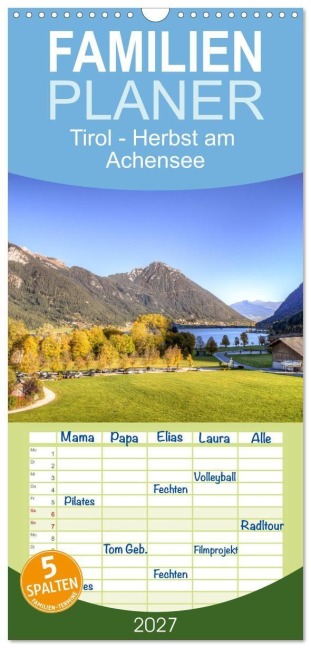 Familienplaner 2027 - Tirol - Herbst am Achensee mit 5 Spalten (Wandkalender, 21 x 45 cm) CALVENDO - Saschahaas Photography