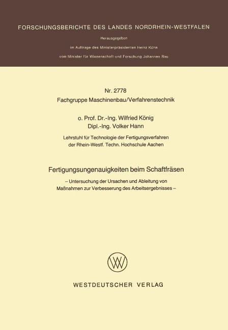 Fertigungsungenauigkeiten beim Schaftfräsen - Wilfried König