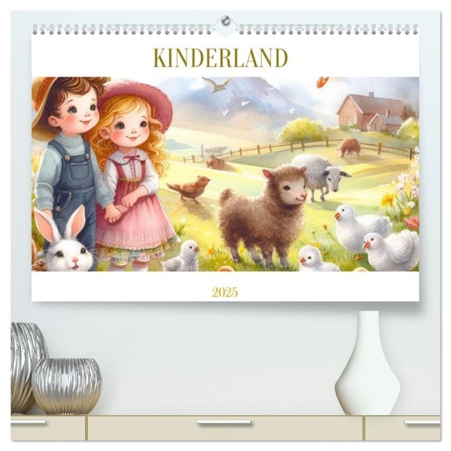 KINDERLAND (hochwertiger Premium Wandkalender 2025 DIN A2 quer), Kunstdruck in Hochglanz - Vera Laake