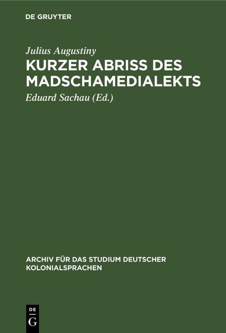 Kurzer Abriß des Madschamedialekts - Julius Augustiny