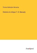 Cover-Bild zum Titel 'Histoire et critique T. B. Macauly' von 'Thomas Babington Macaulay'