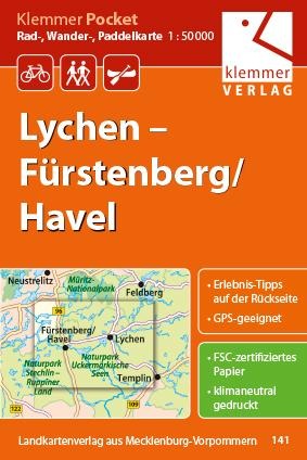 Klemmer Pocket Rad-, Wander- und Paddelkarte Lychen - Fürstenberg/Havel 1 : 50 000 - 