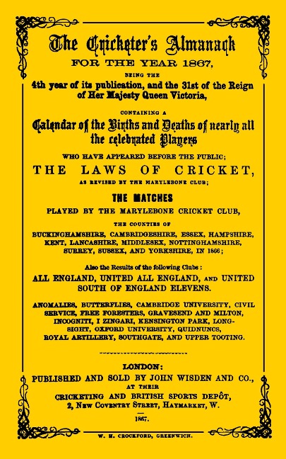 Wisden Cricketers' Almanack 1867 - Bloomsbury Publishing