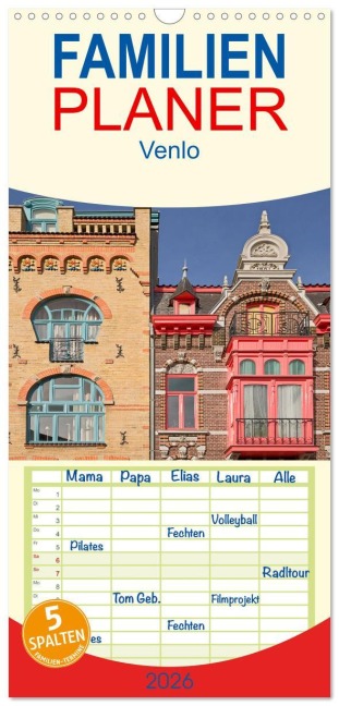 Familienplaner 2026 - Venlo mit 5 Spalten (Wandkalender, 21 x 45 cm) CALVENDO - U. Boettcher