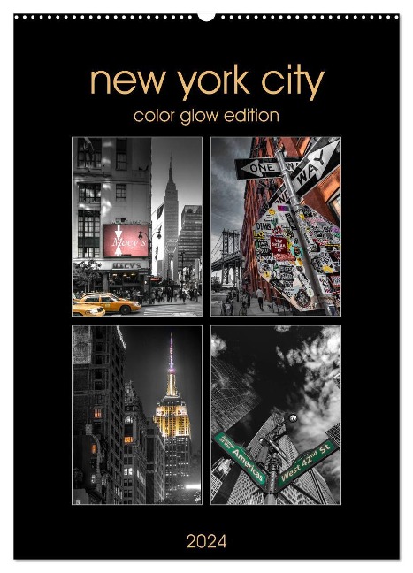 New York City - Color Glow Edition (Wandkalender 2024 DIN A2 hoch), CALVENDO Monatskalender - Kurt Krause