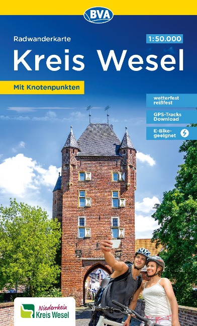 BVA Radwanderkarte Kreis Wesel 1:50.000, mit Knotenpunkten und km-Angaben, reiß- und wetterfest, GPS-Tracks Download, E-Bike geeignet - 