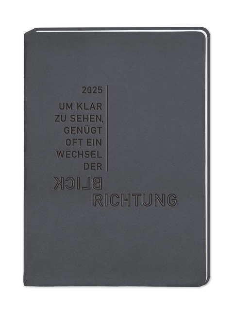 Terminplaner Lederlook 2025 Schwarz - 