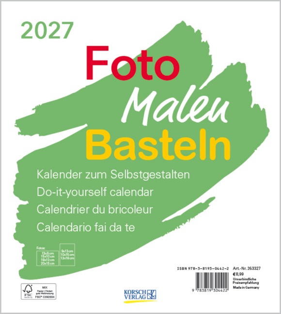 Foto-Malen-Basteln Bastelkalender weiß 2027 - 