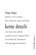 Cover-Bild zum Titel 'keine details' von 'Sonja Steger'