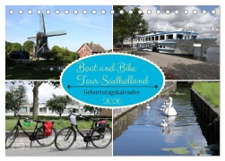 Cover-Bild zum Titel 'Boat and Bike Tour Südholland Geburtstagskalender (Tischkalender 2026 DIN A5 quer), CALVENDO Monatskalender' von 'Frank Gayde'