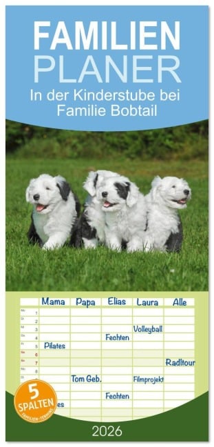 Familienplaner 2026 - In der Kinderstube bei Familie Bobtail mit 5 Spalten (Wandkalender, 21 x 45 cm) CALVENDO - Sigrid Starick