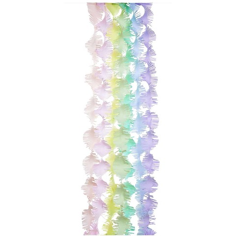 Krepp Girlanden, Regenbogen Pastell Mix, FSC MIX, 7 Stk, 17,5 cm x 3 m, inkl. 2 m Kordel - 