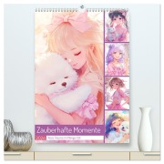 Cover-Bild zum Titel 'Zauberhafte Momente. Rosa Träume im Manga-Stil (hochwertiger Premium Wandkalender 2026 DIN A2 hoch), Kunstdruck in Hochglanz' von 'Rose Hurley'