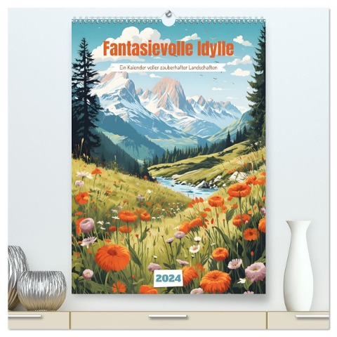 Fantasievolle Idylle (hochwertiger Premium Wandkalender 2024 DIN A2 hoch), Kunstdruck in Hochglanz - Julia Roder