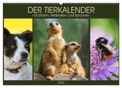Cover-Bild zum Titel 'Der Tierkalender mit Zitaten, Weisheiten und Sprüchen (Wandkalender 2026 DIN A2 quer), CALVENDO Monatskalender' von 'AD DESIGN Photo PhotoArt Dölling'