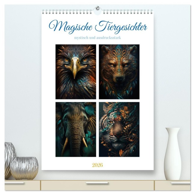 Magische Tiergesichter (hochwertiger Premium Wandkalender 2026 DIN A2 hoch), Kunstdruck in Hochglanz - Steffen Gierok-Latniak