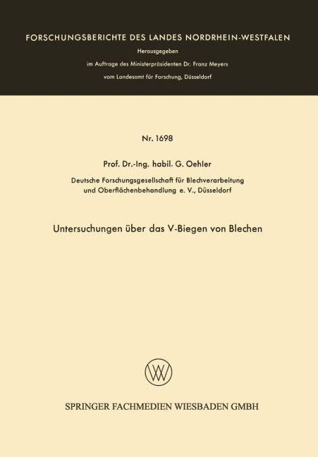 Untersuchungen über das V-Biegen von Blechen - Gerhard Oehler